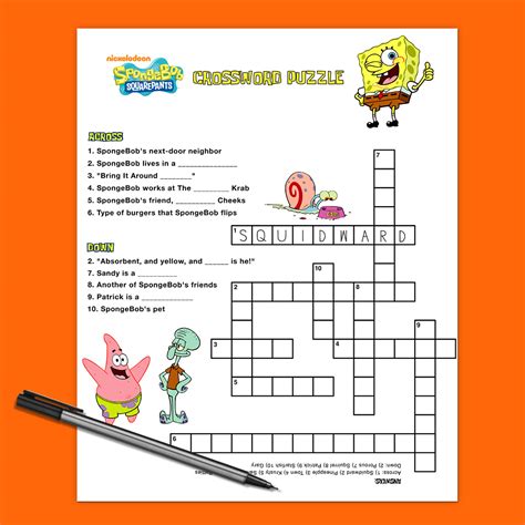 spongebob crossword puzzle